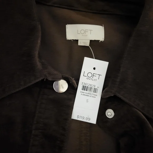 Loft light corduroy jacket, dark brown, Size Small - Picture 2 of 5